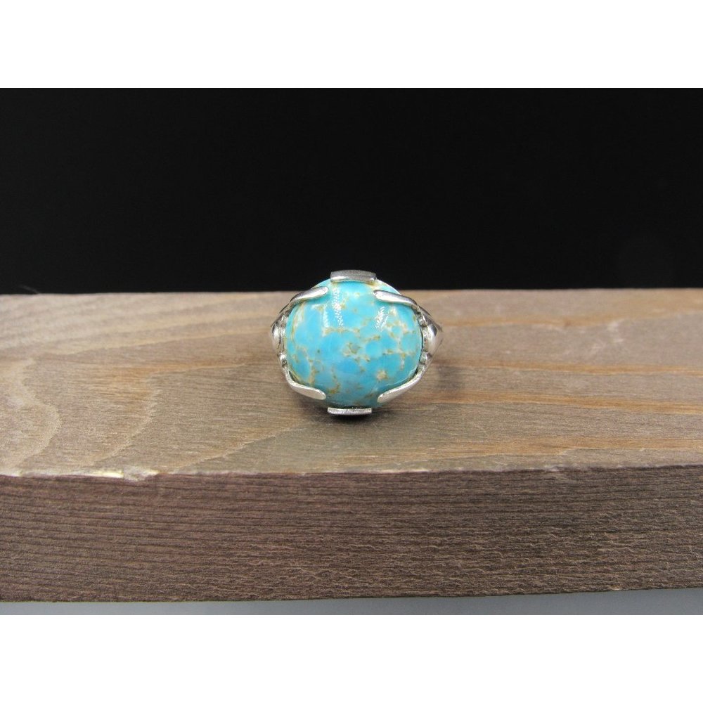 Size 6.75 Sterling Silver Cool Light Blue Fancy Stone Band Ring